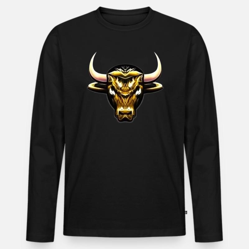 STILISIERTER GOLDENER STIER - Männer Premium Bio Langarmshirt - Schwarz