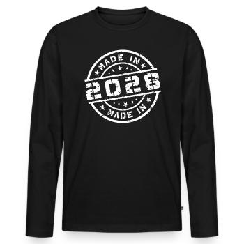 Année de naissance Naissance Né en - Fabriqué en 2028 - T-shirt manches longues Premium bio Homme - noir - Devant - Nico (187cm)