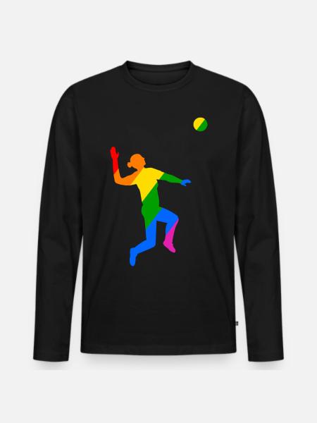 Rainbow Jump in Volleyball - Men's Premium Organic Long Sleeve Shirt - black