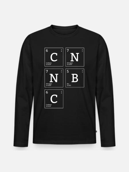 Periodic table of the elements C N N B C - Men's Premium Organic Long Sleeve Shirt - black