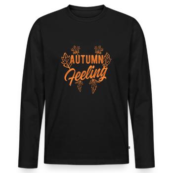 automne - T-shirt manches longues Premium bio Homme - noir - Devant - Nico (187cm)