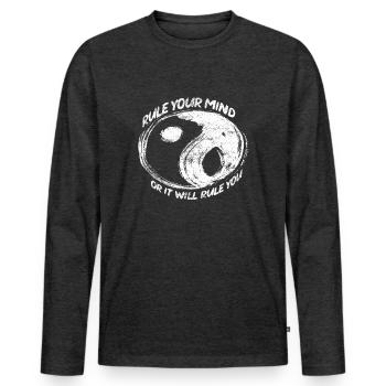 bouddhisme - T-shirt manches longues Premium bio Homme - anthracite chiné - Devant - Nico (187cm)
