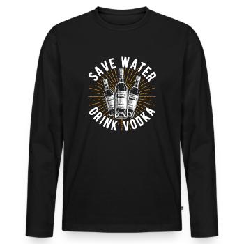 vodka - T-shirt manches longues Premium bio Homme - noir - Devant - Nico (187cm)