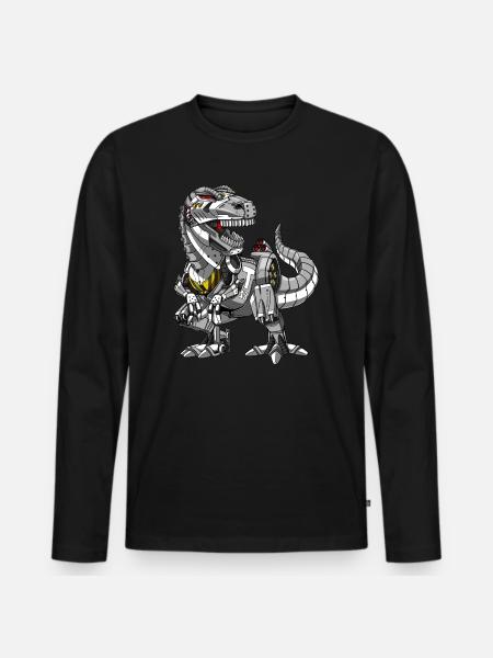 T-Rex Dinosaur Robot Monster - Men's Premium Organic Long Sleeve Shirt - black