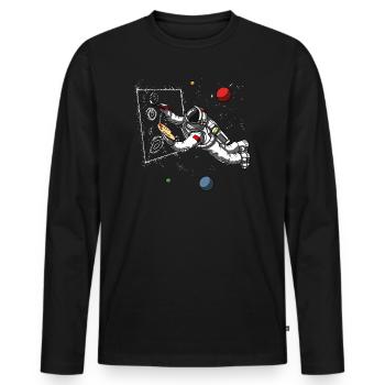 Astronaute de l'espace Artiste peintre Cosmic Galaxy - T-shirt manches longues Premium bio Homme - noir - Devant - Nico (187cm)