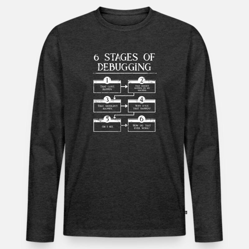 6 Schritte zum Debuggen der Computerprogrammiercodierung Männer Premium Bio Langarmshirt
