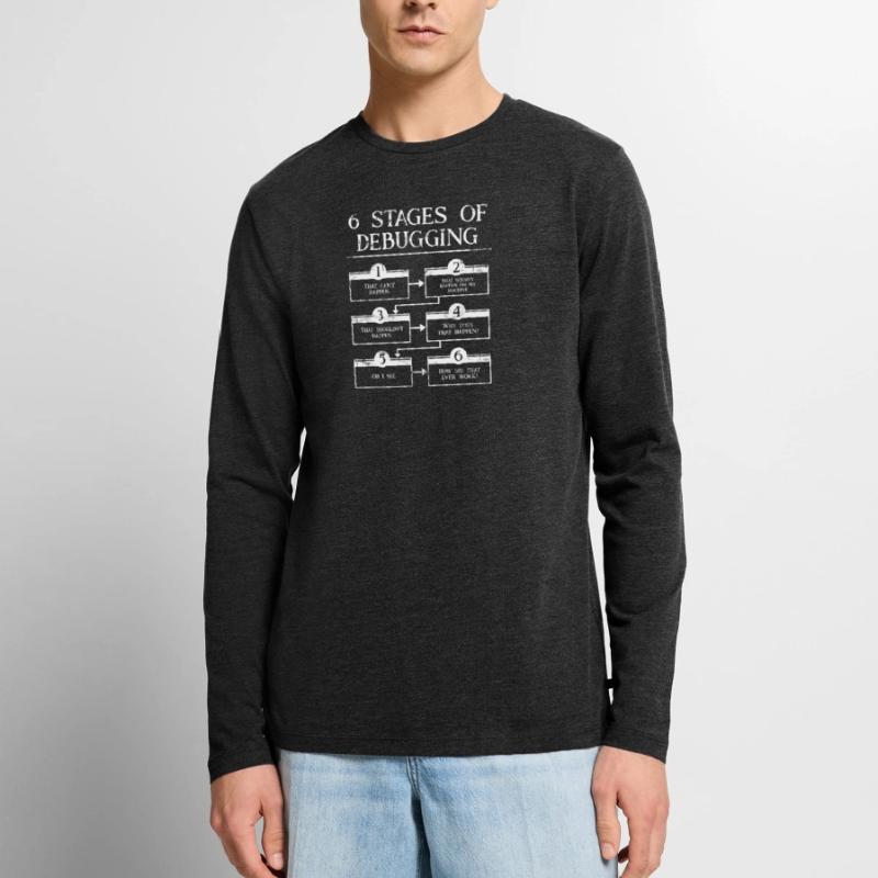 6 Schritte zum Debuggen der Computerprogrammiercodierung Männer Premium Bio Langarmshirt