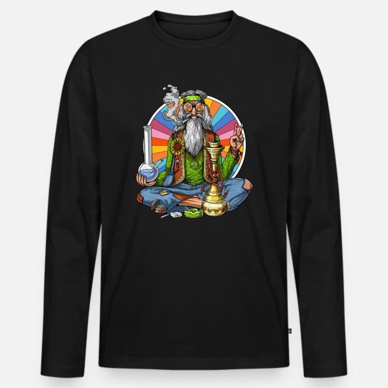 Hippie Stoner - Männer Premium Bio Langarmshirt - Schwarz