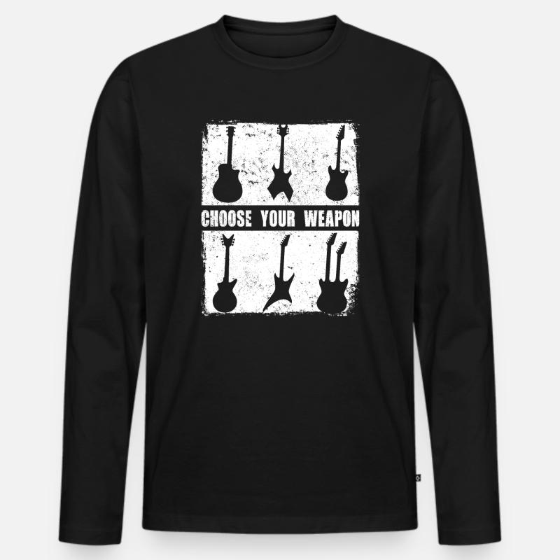 E Gitarre - Männer Premium Bio Langarmshirt - Schwarz