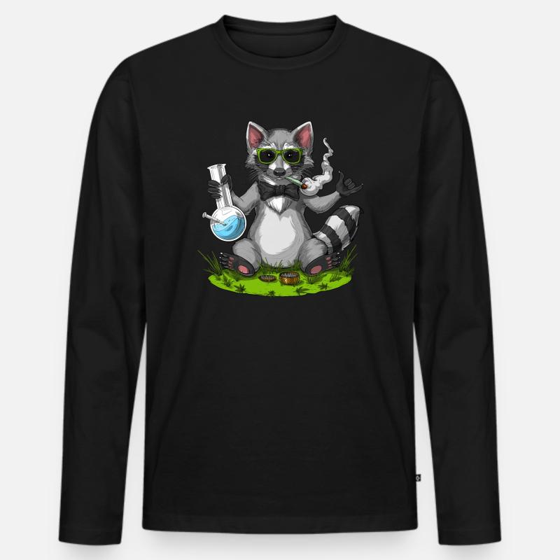 Waschbär Stoner - Männer Premium Bio Langarmshirt - Schwarz