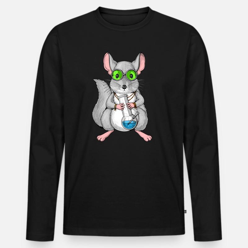 Chinchilla Rauchen Unkraut - Männer Premium Bio Langarmshirt - Schwarz