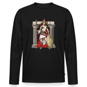 Athena Greek Goddess - Men's Premium Organic Long Sleeve Shirt - black - Front - Nico (187cm)