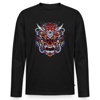 Japanese Demon Skull Mask - Men's Premium Organic Long Sleeve Shirt - black - Front - Nico (187cm)