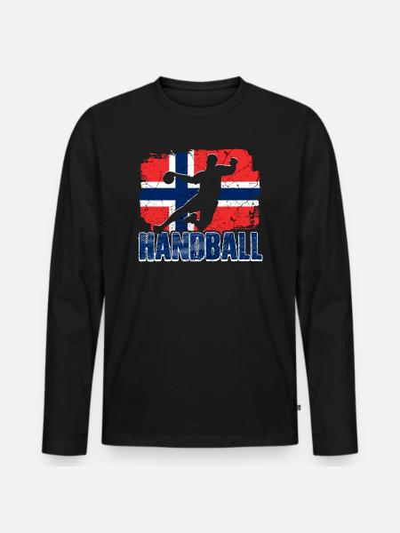 Handball Norwegen - Männer Premium Bio Langarmshirt - Schwarz