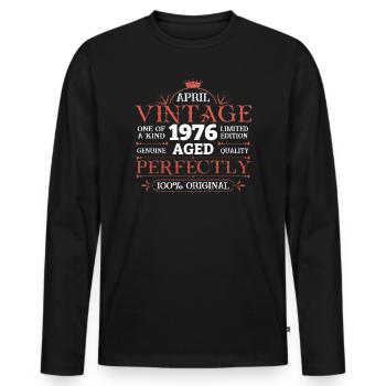 Millésime avril 1976 47ème anniversaire hommes 47 ans - T-shirt manches longues Premium bio Homme - noir - Devant - Nico (187cm)