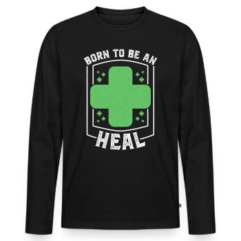 Born to be Heal MMORPG RPG Heal - Men's Premium Organic Long Sleeve Shirt - black - Front - Nico (187cm)