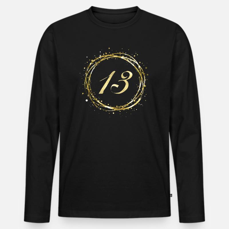 13 - Männer Premium Bio Langarmshirt - Schwarz