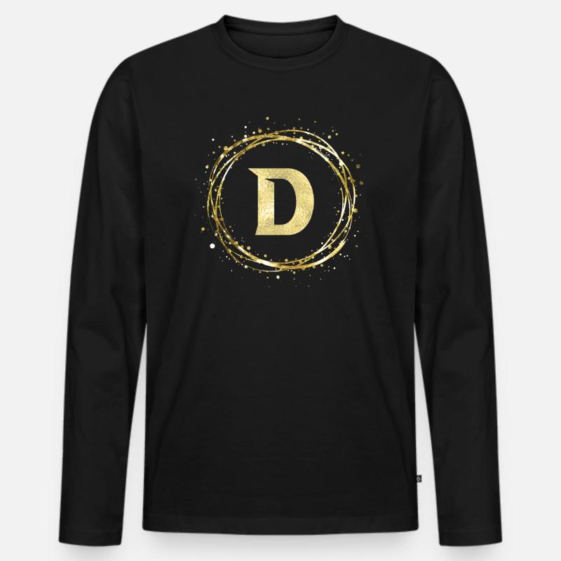 D - Männer Premium Bio Langarmshirt - Schwarz