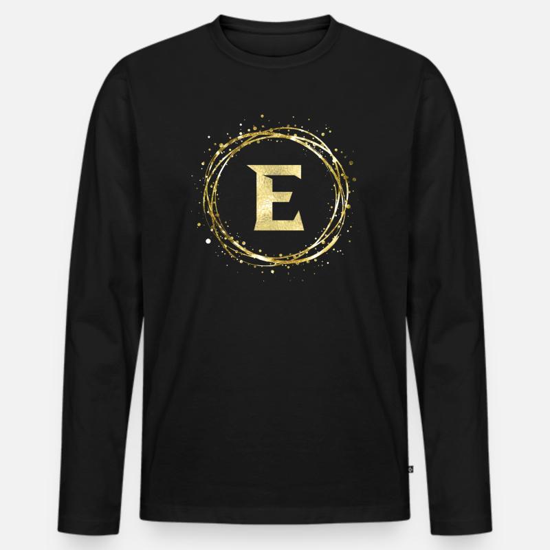 E - Männer Premium Bio Langarmshirt - Schwarz