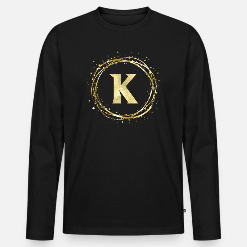 K - Männer Premium Bio Langarmshirt - Schwarz