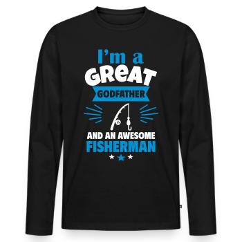 Ingenious godfather and passionate angler - Men's Premium Organic Long Sleeve Shirt - black - Front - Nico (187cm)