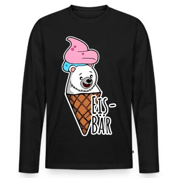 Eisbär in freier Wildbahn an der Eisdiele, LECKER! - Männer Premium Bio Langarmshirt - Schwarz - Vorne - Nico (187cm)
