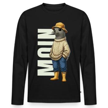 Moin Sea Lion Tenue Côtière Mer du Nord - T-shirt manches longues Premium bio Homme - noir - Devant - Nico (187cm)