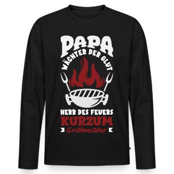 Papa Wächter Der Glut Herr Des Feuers - Männer Premium Bio Langarmshirt - Schwarz - Vorne - Nico (187cm)