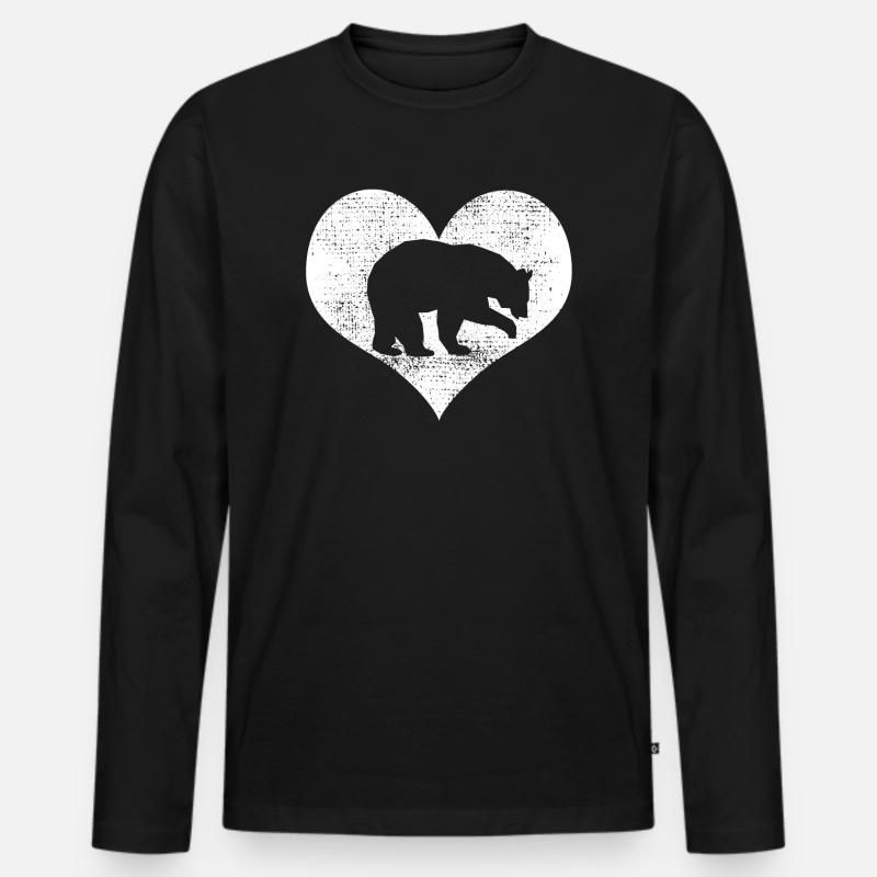 Herz Baer - Männer Premium Bio Langarmshirt - Schwarz