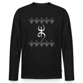 Amazigh Berbers Tifinagh with Berber fibula - Men's Premium Organic Long Sleeve Shirt - black - Front - Nico (187cm)