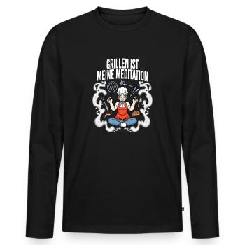 Grillen Ist Meine Meditation Griller - Männer Premium Bio Langarmshirt - Schwarz - Vorne - Nico (187cm)