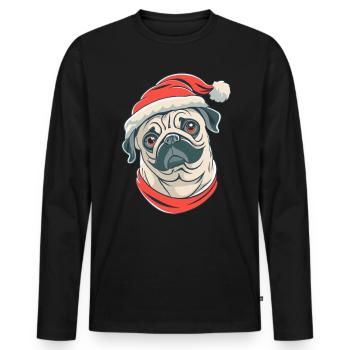 Weihnachten Mops Hund - Männer Premium Bio Langarmshirt - Schwarz - Vorne - Nico (187cm)