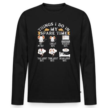 6 Dinge, die ich in meiner Freizeit mache, streichle mein Rattengeschenk - Männer Premium Bio Langarmshirt - Schwarz - Vorne - Nico (187cm)