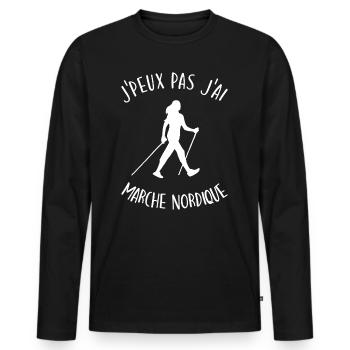 J'peux Pas J'ai Marche Nordique Femme - T-shirt manches longues Premium bio Homme - noir - Devant - Nico (187cm)
