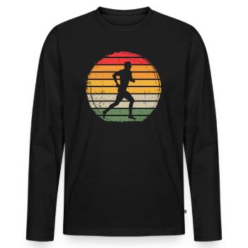 Runner Vintage - Men's Premium Organic Long Sleeve Shirt - black - Front - Nico (187cm)