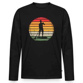 Paddle Board Vintage - T-shirt manches longues Premium bio Homme - noir - Devant - Nico (187cm)