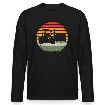 Forklift Vintage - Men's Premium Organic Long Sleeve Shirt - black - Front - Nico (187cm)