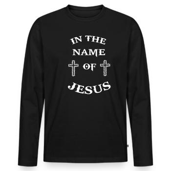 Jesus Christus Religion Erlöser Messias Spruch - Männer Premium Bio Langarmshirt - Schwarz - Vorne - Nico (187cm)