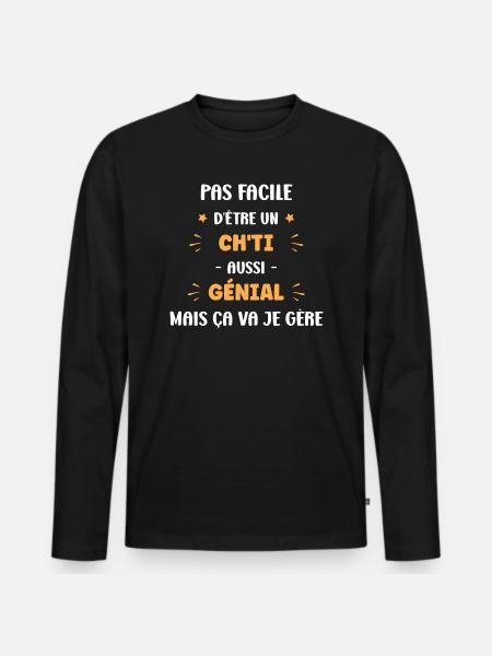 Chti génial - T-shirt manches longues Premium bio Homme - noir