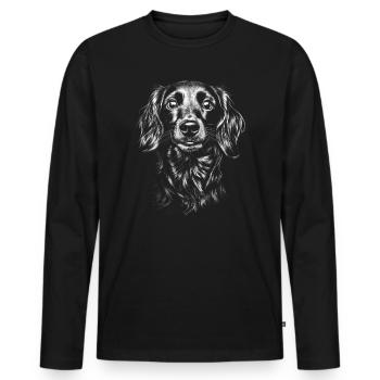Long-haired Dachshund Portrait Dog Dog Dachshund - Men's Premium Organic Long Sleeve Shirt - black - Front - Nico (187cm)