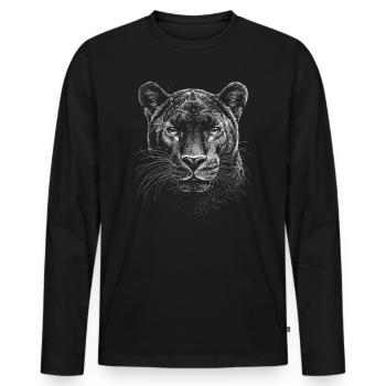 Panthère Portrait Faune Jungle - T-shirt manches longues Premium bio Homme - noir - Devant - Nico (187cm)