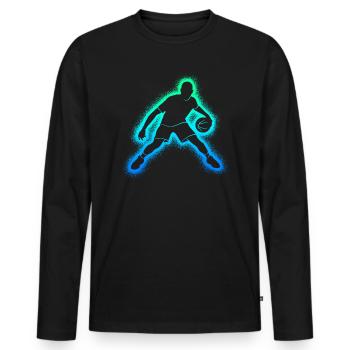 Joueurs de basket-ball Basket-ball Hommes Basketball - T-shirt manches longues Premium bio Homme - noir - Devant - Nico (187cm)