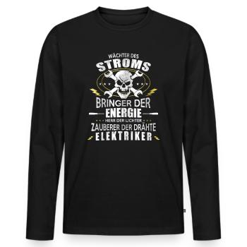 Elektriker - Männer Premium Bio Langarmshirt - Schwarz - Vorne - Nico (187cm)