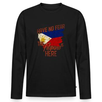 Philippines - T-shirt manches longues Premium bio Homme - noir - Devant - Nico (187cm)