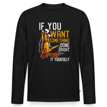 Brasseur de bière - T-shirt manches longues Premium bio Homme - noir - Devant - Nico (187cm)