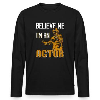 actor - Men's Premium Organic Long Sleeve Shirt - black - Front - Nico (187cm)