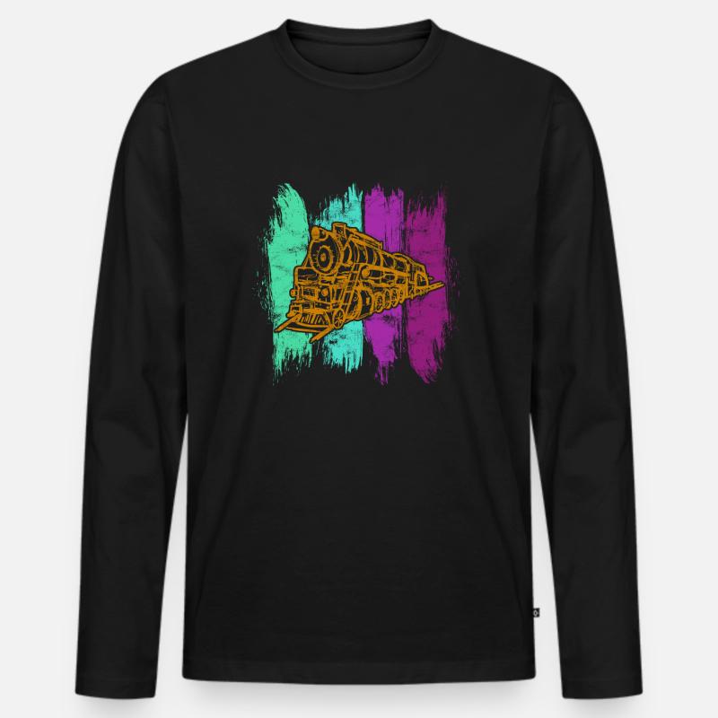 Zug - Männer Premium Bio Langarmshirt - Schwarz