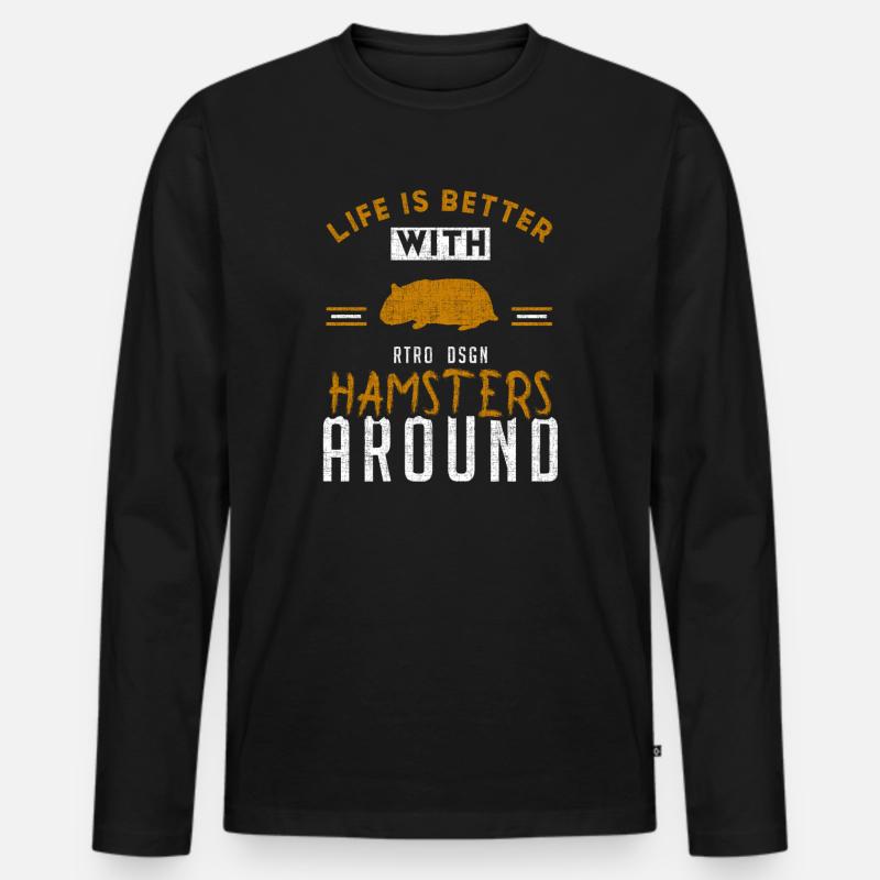 Hamster - Männer Premium Bio Langarmshirt - Schwarz