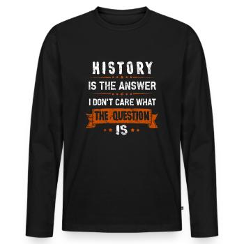 historien - T-shirt manches longues Premium bio Homme - noir - Devant - Nico (187cm)