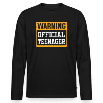 Avertissement officiel adolescent - T-shirt manches longues Premium bio Homme - noir - Devant - Nico (187cm)